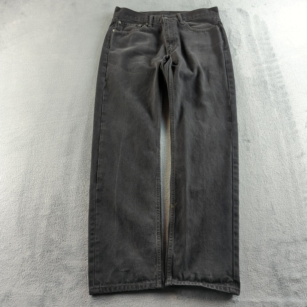 Levis Jeans Mens 36x34 (Fits 34x32) Black Faded 505 Straight Grunge Denim